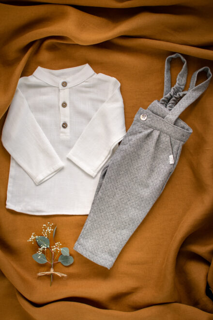 eleganckie ubranka dla chłopca szyte w polsce wełna merino szare lilen
