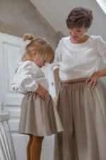 zestaw dla mamy i córki z wełny merino krem, ecru i beż lilen