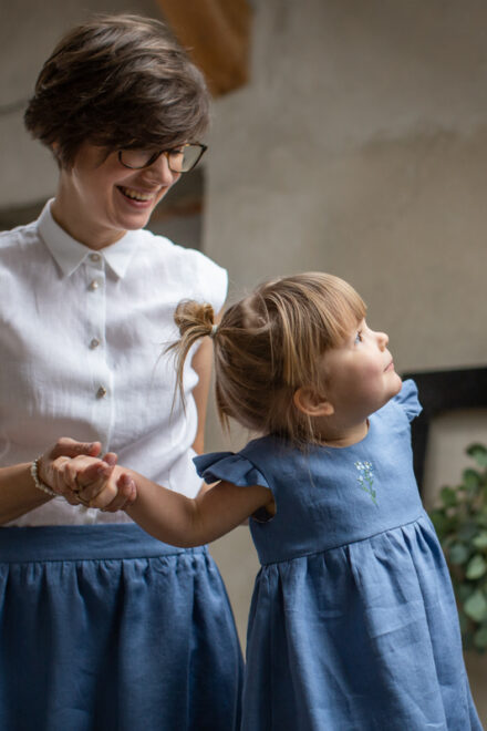 lniane spódnice dla mamy i córki na roczek lilen