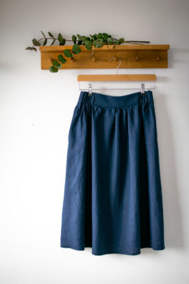 lniana spódnica damska midi granatowa lilen