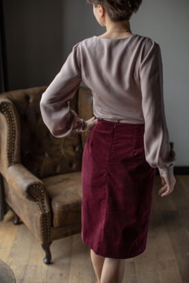 elegancka spódnica bawełniana midi lilen