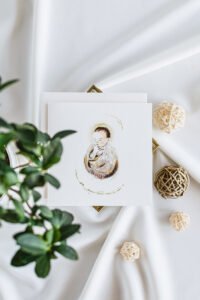 karta na chrzest z dzidziusiem handmade lilen