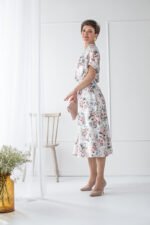 elegancka sukienka w kwiaty midi na wesele komunię lilen polska marka