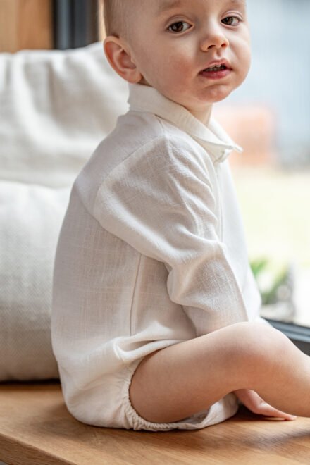 koszulobody chłopięce na chrzest eleganckie len z wiskozą