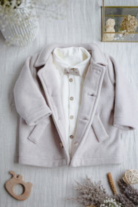 elegancki płaszczyk do chrztu dla chłopca beżowy 104, 74, 80, 86, 92, 98
