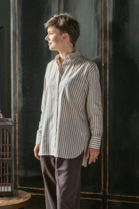 koszula oversize w paski len z bawełną