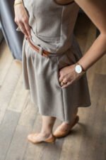 spódnica damska mini z wełny merino beż jodełka polska marka