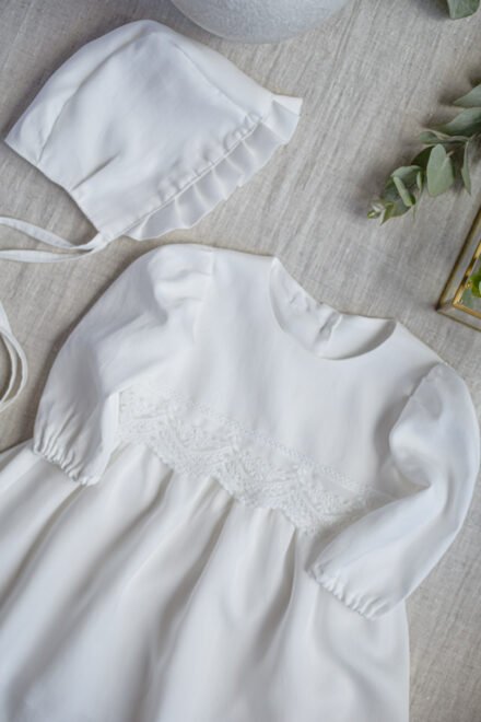 elegancka sukienka dla dziewczynki z tencelu z bonetką lilen