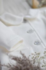 miękki ciepły płaszczyk do chrztu na zimę lilen