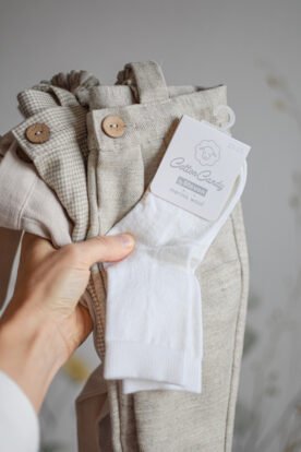 skarpety niemowlęce do chrztu śmietankowe wełniane grube i ciepłe