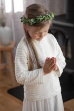 sweter komunijne bawełniany śmietankowy lilen