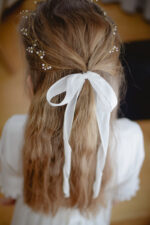 wstążka komunijna do wianka komunijnego do sukienki lilen