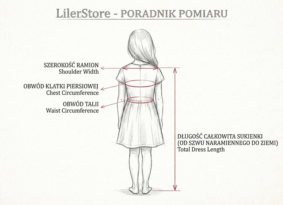 jak zebrać miarę z dziecka do uszycia sukienki komunijnej namiarę w lilen