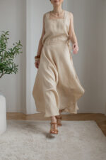 Spódnica lniana zakładana maxi - Butter Yellow - obrazek 2