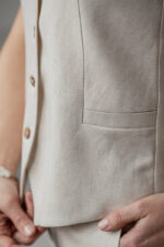 wizytowa kamizelka damska lniana w jodełkę lilen polska marka