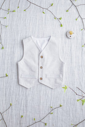 lniana kamizelka niemowlęca do chrztu