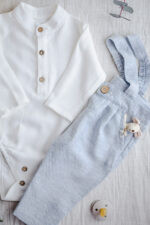 niebieskie ubranka do chrztu dla chłopców lilen polska marka