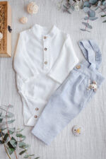 wyjściowe wizytowe ubranko do chrztu na roczek dla chłopca błękit