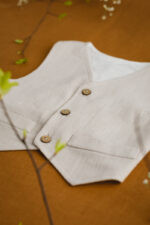 kamizelka niemowlęca do chrztu lniana beżowa na lato