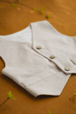 kamizelka lniana dla chłopca do chrztu