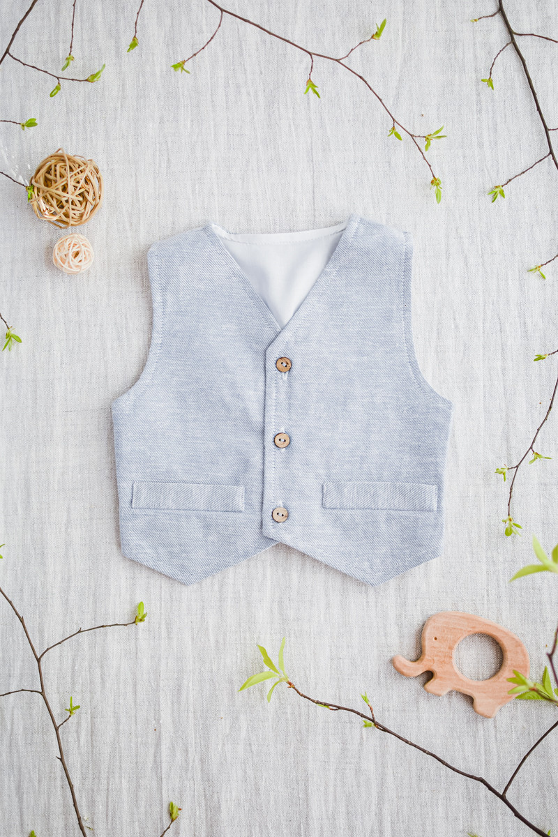 kamizelka niemowlęca wizytowa elegancka w kolorze błękitnym