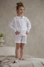 piżamka dziecięca lniana koszulowa elegancka lilen
