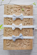 mucha niemowlęca do chrztu na roczek dla chłopca szara błękitna beżowa