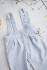 spodnie z szelkami dla chłopca błękitne niemowlęce lilen